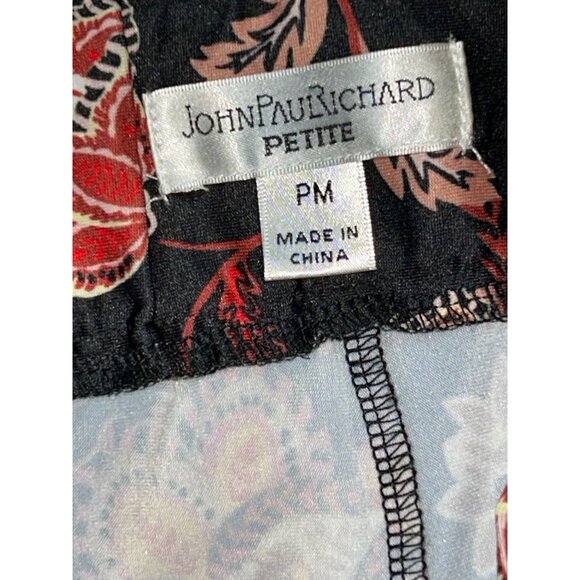 John Paul Richard Petite Floral Printed Black Elastic Waist Harem Pants With Lac - Picture 5 of 5